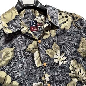Vintage Quiksilver Loop Collar Shirt Mens M Tropical Monstera Floral Aloha Shirt